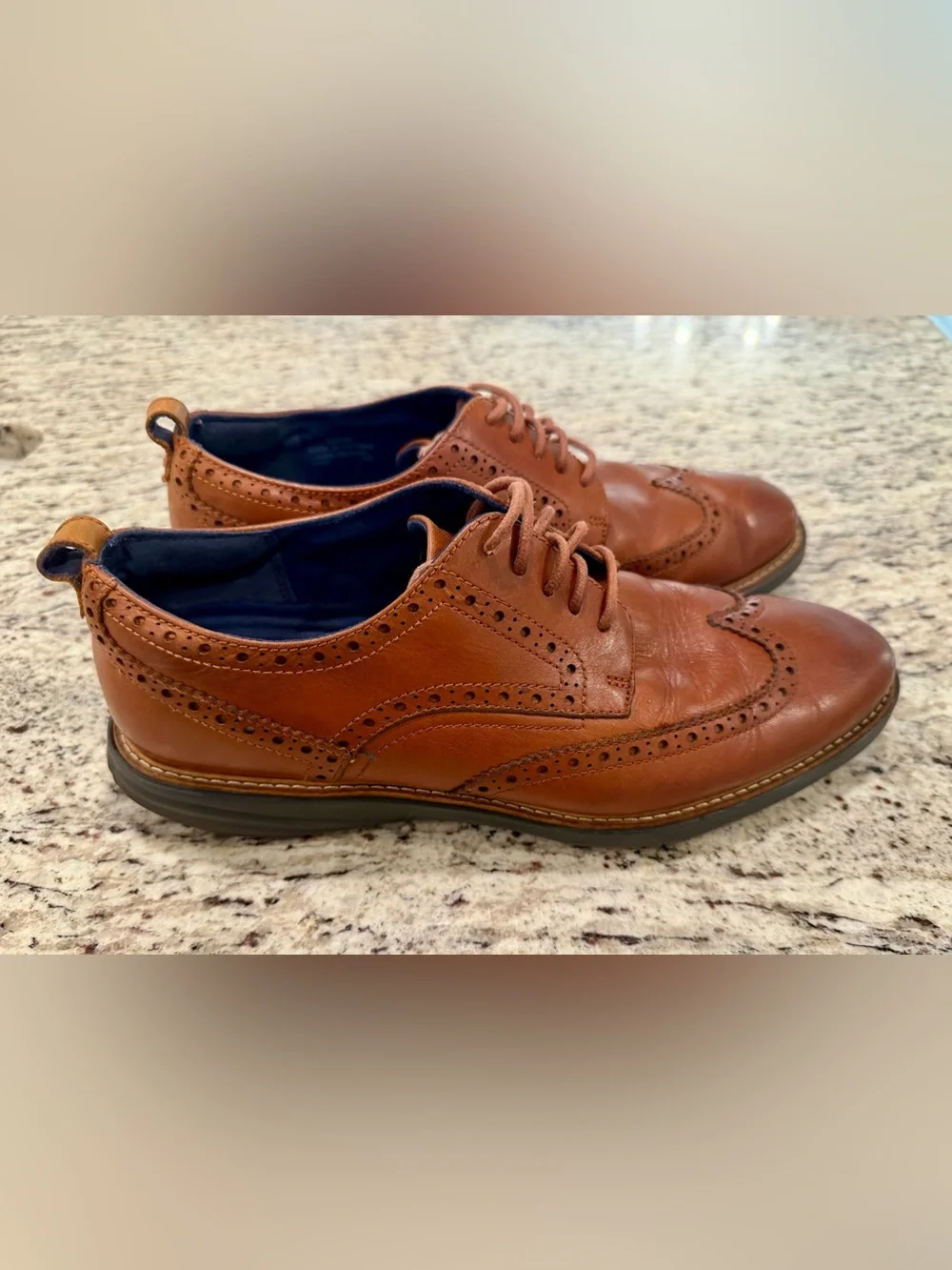 Cole Haan Mens Size 10.5 M Grand Evolution Leather Wingtip Oxford Shoes Brown